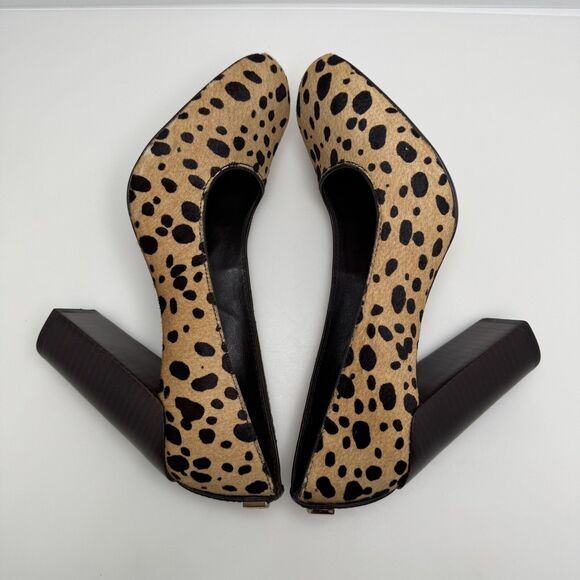 TORY BURCH Leopard Bovine Hair Cheetah Wood Block Heels Pumps Size 8 M - Picture 9 of 12